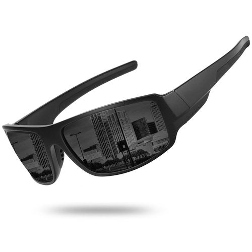 Kashm Polarized Sports Sunglasses for Men Women Unbreakable Driving Cycling Fishing Sun Glasses UV Protection Matte Black-Gray Lens
