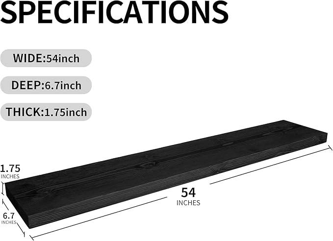BGMG Wood Floating Shelves for Wall 54 inch Set of 2, Solid Wood Wall Mount
