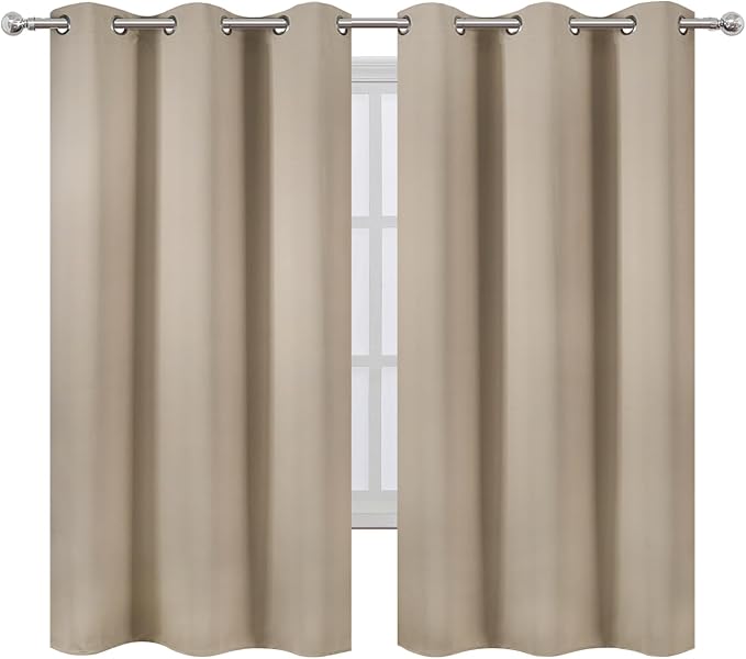 LEMOMO Blackout Curtains 42 x 63 inch/Khaki Curtains Set of 2 Panels/Thermal