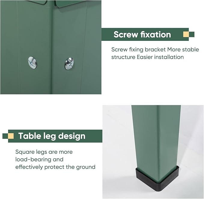 Raised Garden Bed, Elevated Planter Green Metal Plant Box with Legs Standing Garden Stand Drainage Holes Green