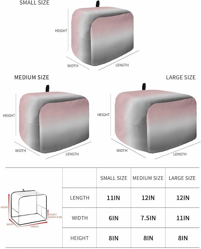 Toaster Cover 4 Slice Pink and Grey Ombre Toaster Oven Cover with Pockets Gradient Gradual Color Dustproof Bakeware Protector Small Kitchen Appliance Dust Covers and Fingerprint Protection for Women