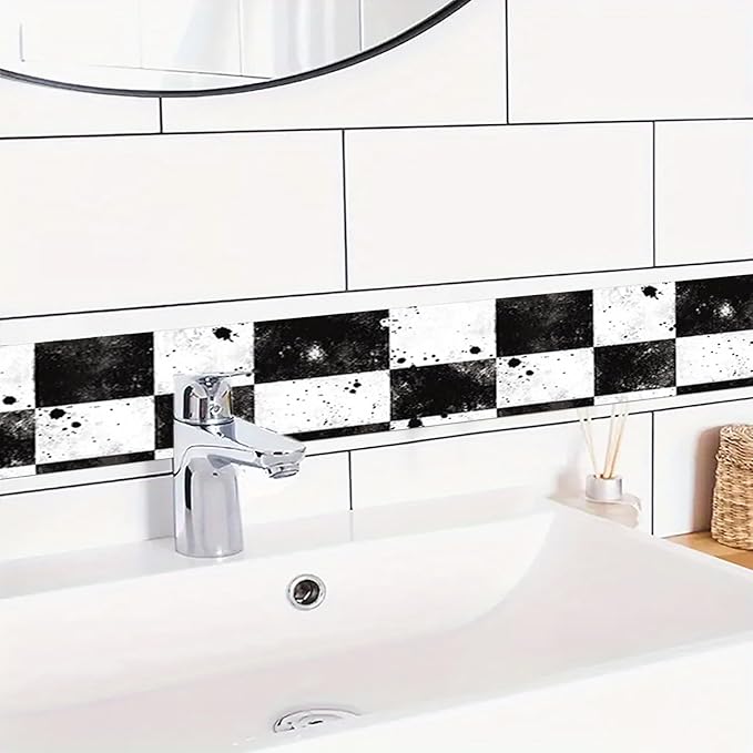 HOMETITUTE Wallpaper Border Peel and Stick Wall Border 4x196 Inch Grunge Black