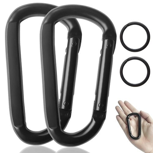 Carabiner Caribeener Clips, 3" Heavy Duty Carabiner for Hammocks, Camping Accessories, Hiking, Keychains, D Shaped Spring Hook Carabiners for Dog Leash, Harness and Key Ring, 880lbs, Black(10 PCS)