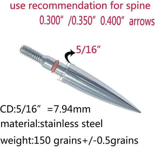 Archery Field Points by [Brand Name] - Stainless Steel Practice Tips for Recurve & Compound Bows | 100-300 Grains