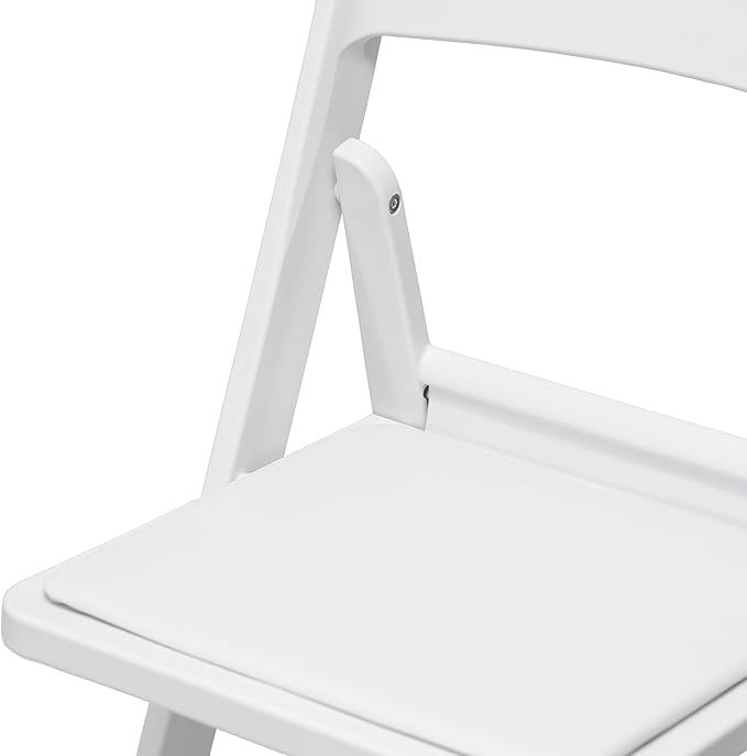 Flash Furniture Hercules Tucker Commercial White Resin Folding Chair - Lightweight, Vinyl Padded Removable Seat, Indoor Outdoor Use, Event & Wedding Ready, Set of 2