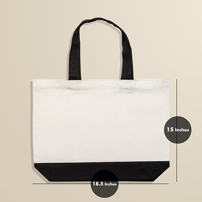 Carrywell (Not Made In China) Canvas Tote Bags 12-Pack, 15"x 18.5" Reusable Cotton Shopping Bag, Durable 13oz Organic Cloth With Handles