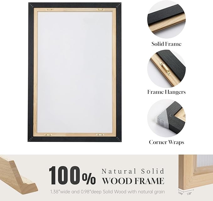 Framed Black and Beige Abstract Wall Art, 2 Piece Canvas Prints Paintings