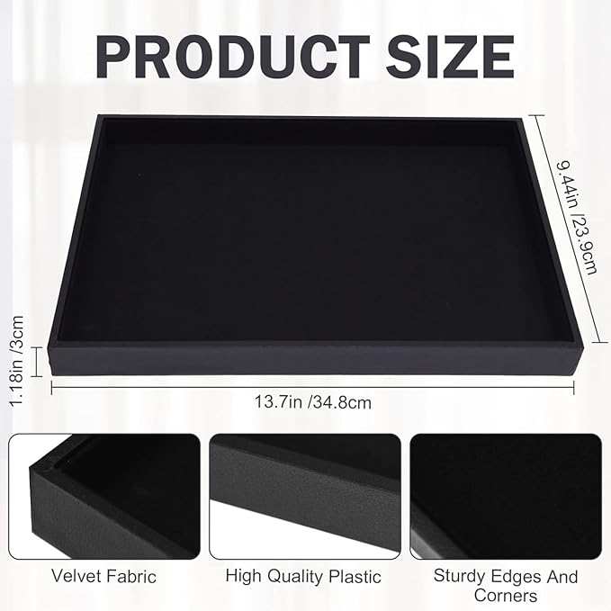 Black Velvet Stackable Jewelry Tray Showcase Display Stackable Necklace Bracelet Ring Showcase Display Empty Plate