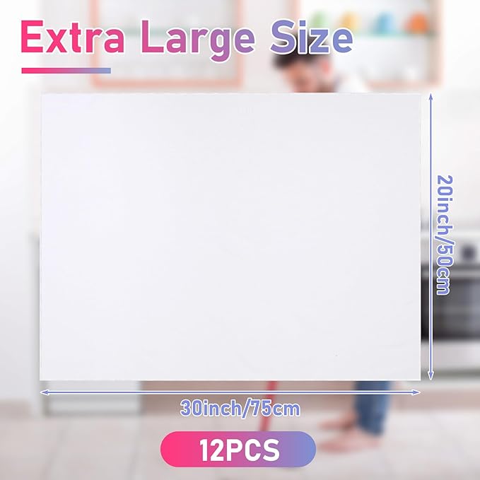 12 Pcs Extra Large Microfiber Cleaning Cloths Bulk 30" x 20" Washable Reusable Microfiber Rags Absorbent Cleaning Towels for Floor Glass Window Car Kitchen Bathroom House(White)