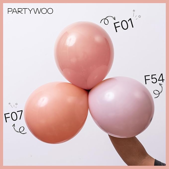 PartyWoo Dusty Pink Balloons 101pcs 12 Inch Boho Blush Lilac Pink Latex Helium Balloons for Princess Birthday Baby Shower Graduation Gender Reveal Anniversary Bachelorette Party Decorations Pink-F54