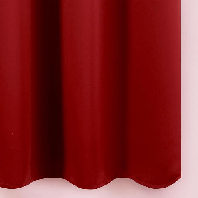 LEMOMO Blackout Curtains 66 x 54 Inch Long Red Curtains Set of 2 Panels Room