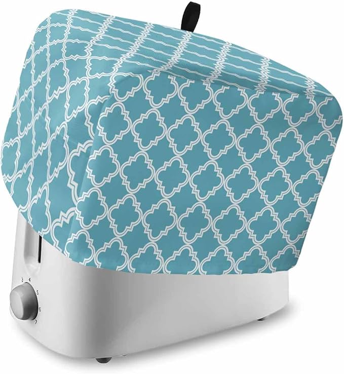 Toaster Cover 4 Slice Moroccan Pattern Toaster Oven Cover with Pockets Blue Geometric Trellis Dustproof Bakeware Protector Small Kitchen Appliance Dust Covers and Fingerprint Protection for Women