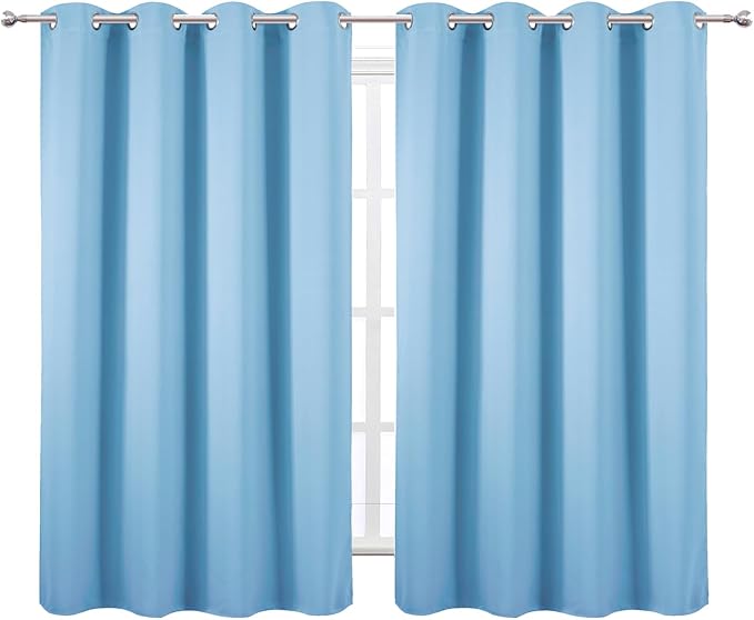 LEMOMO Blackout Curtains 66 x 54 Inch Long Sky Blue Curtains Set of 2 Panels