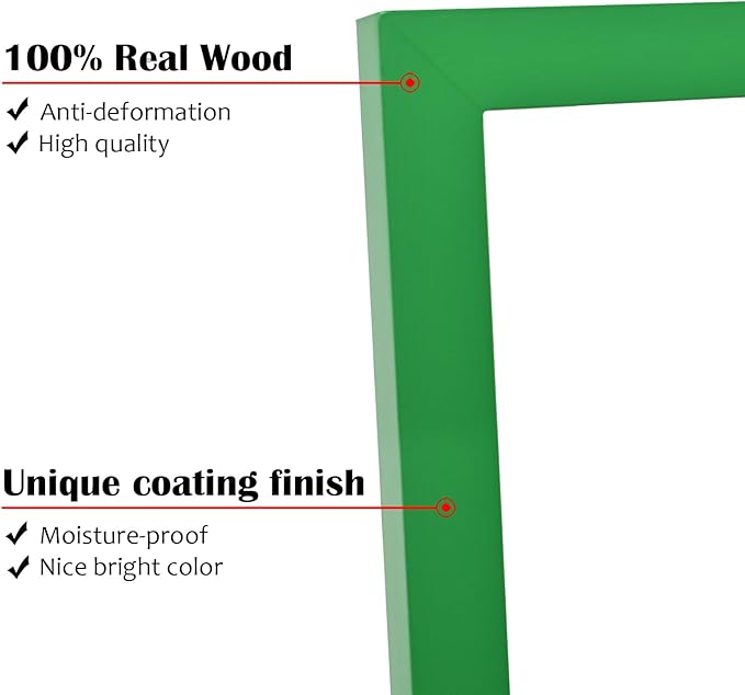 KINLINK 12x16 Picture Frame Grass Green, Solid Wood Frames with Acrylic Plexiglass for Pictures 11x14/9x12 with Mat or 12x16 without Mat, Wall Display Photo Frame, 4 Pack