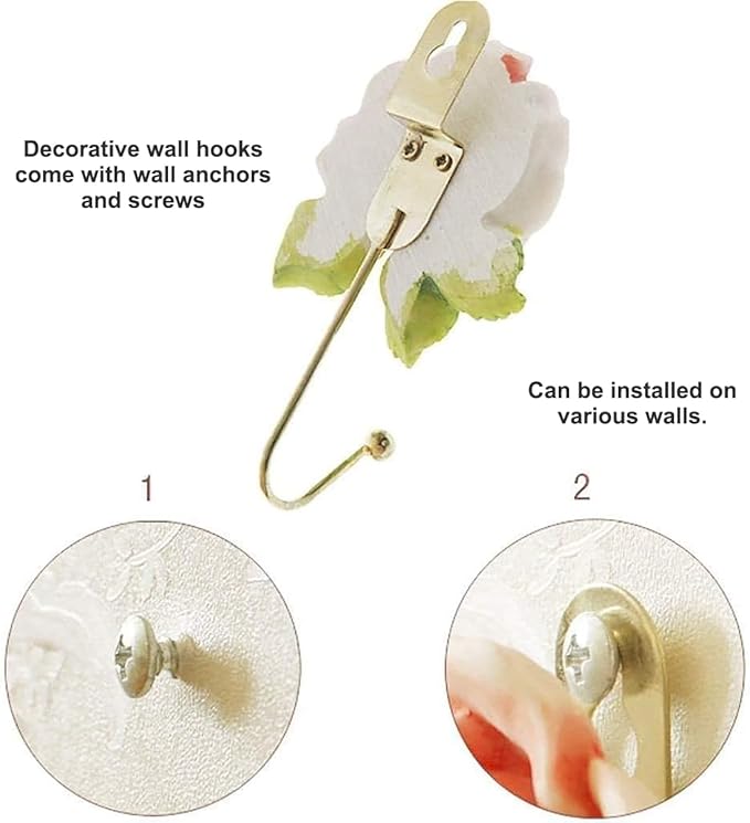 Beautiful Pink Flower Decorative Wall Hook, Fancy Cute Handmade Resin Rose Robe