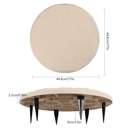 4Pcs Round Beige Stepping Stones Outdoor Garden Walkway, Durable Plastic Pavers for Patio, Pathway, and Landscaping, Weatherproof Stepping Stones with Ground Stakes for Easy Installation