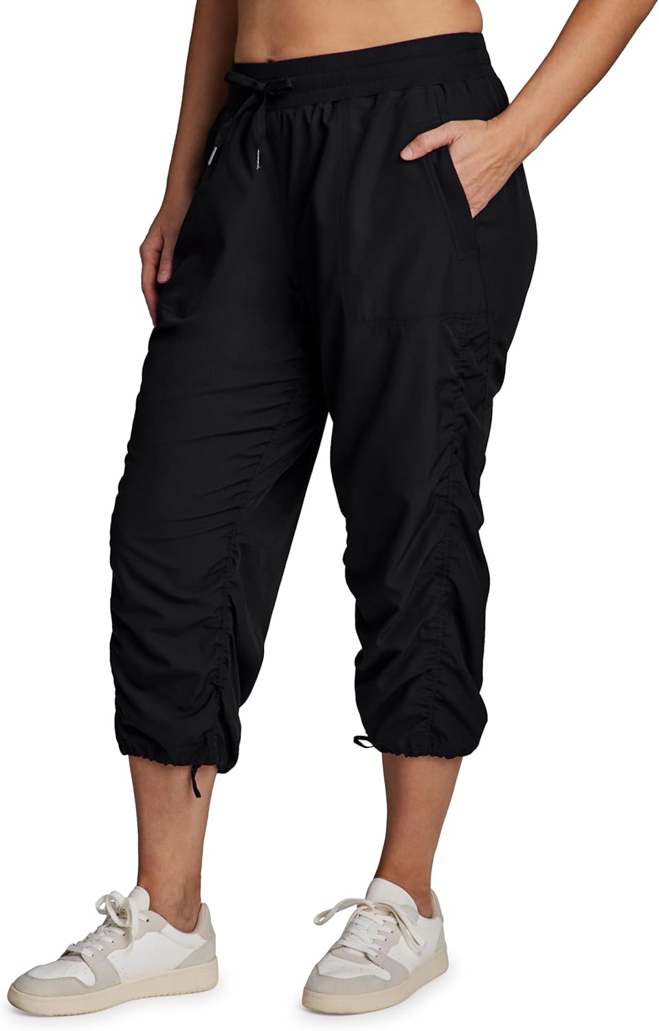 RBX Active Plus Size Capri Pants - Lightweight Woven Design with Drawstring | Comfortable Fit