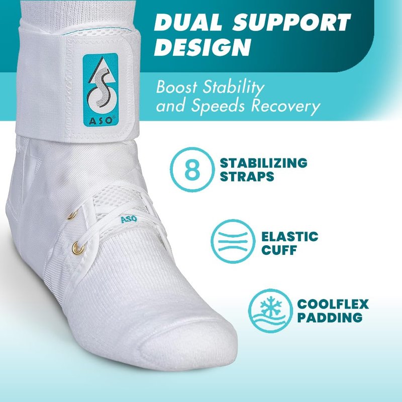 Med Spec ASO Ankle Stabilizer (XX-Small, White) – Lace Up Ankle Brace for Ankle Sprain and Instability, Orthopedic Ankle Support for Men, Women, Adults, Teens and Kids, Sports Injury Recovery, 264009