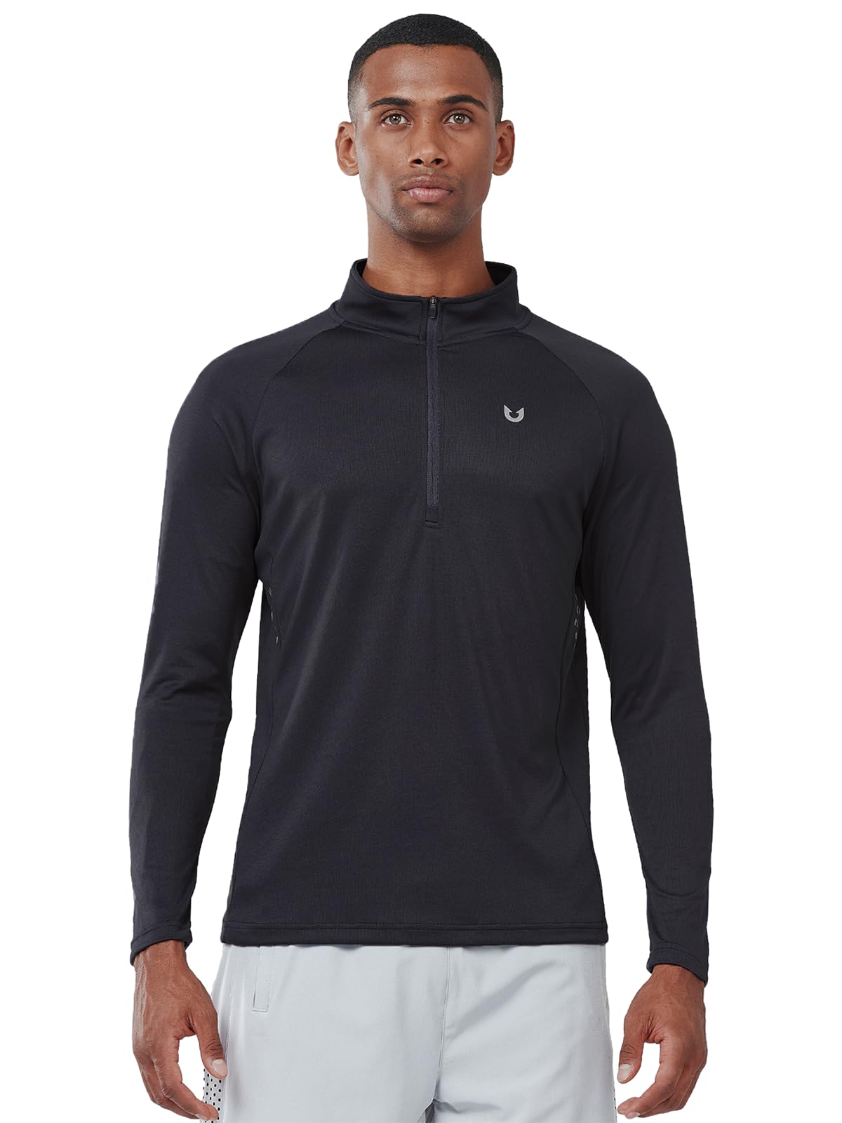 NORTHYARD Men's Quarter Zip Pullover Athletic Running 1/4 Zip Long Sleeve Pullovers Quick Dry Lightweight Tennis Gym Shirts Black L