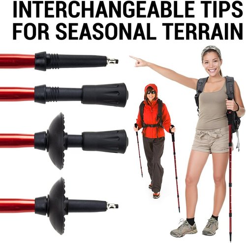Adjustable 43" Shock-Resistant Trekking Pole & Hiking Staff - Crown Sporting Goods