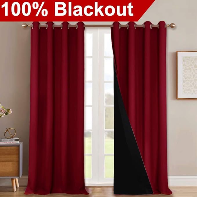 NICETOWN Full Shading Curtains 90 inches Long 2 Panels Set