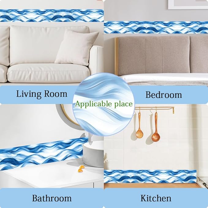 Ocean Wave Border Wallpaper Border Peel and Stick 196.9 x 3.9 Inch Ocean Waves