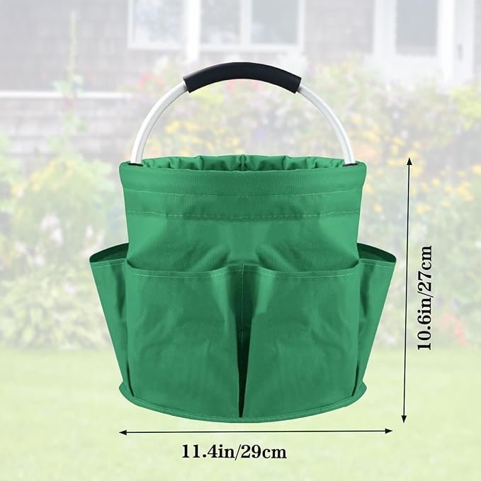 Garden Tool Bag with Pockets, 17L Large Waterproof Oxford Gardening Tote, Non-Slip Rubber Grip Handles, Durable Organizer for Garden Supplies (Green)
