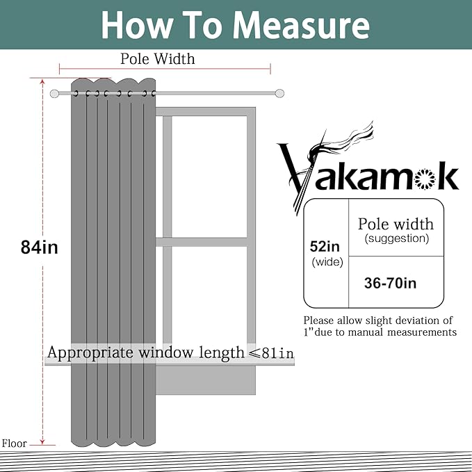 Yakamok 84 Inch Long 100% Blackout Curtains