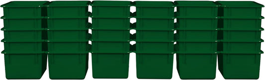 Wood Designs Cubby Storage Bin, Heavy Duty Plastic Containers for Kids Green Cubby Tray Set of 30