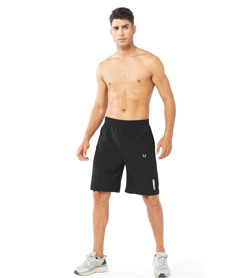 NORTHYARD Men's Athletic Running Shorts Gym Workout 7"/9"/5" Quick Dry Lightweight Sports Basketball Tennis 3 Zipper Pockets Black-9inch L