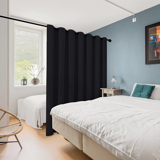 ChrisDowa Room Divider Curtain 108 Inches Long, Wide Blackout Sliding Door
