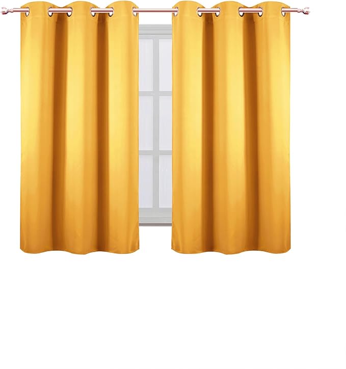 LEMOMO Yellow Blackout Curtains 42 x 54 Inch Length Set of 2 Panels Grommet
