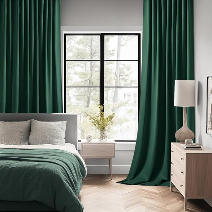 MIULEE Christmas Hunter Green Back Tab Blackout Curtains 84 Inch Length 2