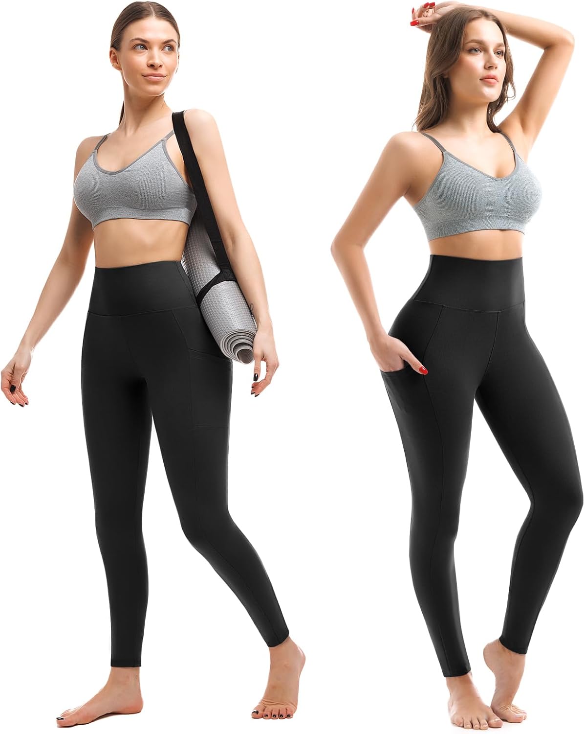Skiennix High Waist Leggings for Women - 3 Pack with Convenient Pockets | Comfortable Fit