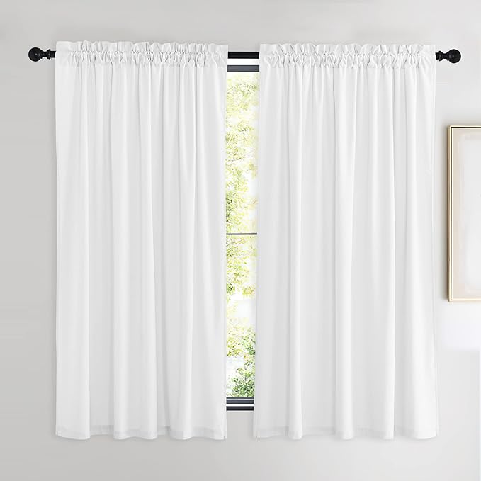 NICETOWN White Velvet Curtains 63 inches