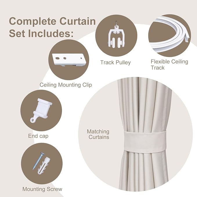 MaKefeile Room Divider Curtains & Flexible Bendable Tracks Set, Privacy