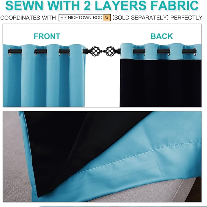 NICETOWN 100% Blackout Short Curtains