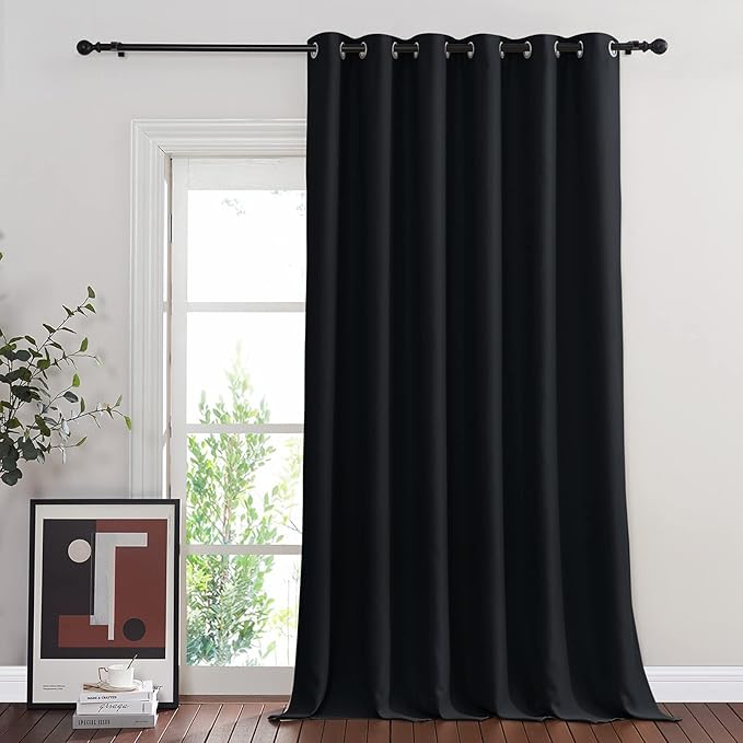 NICETOWN Black Out Sliding Door Curtain 102 inches Long, Grommet Thermal