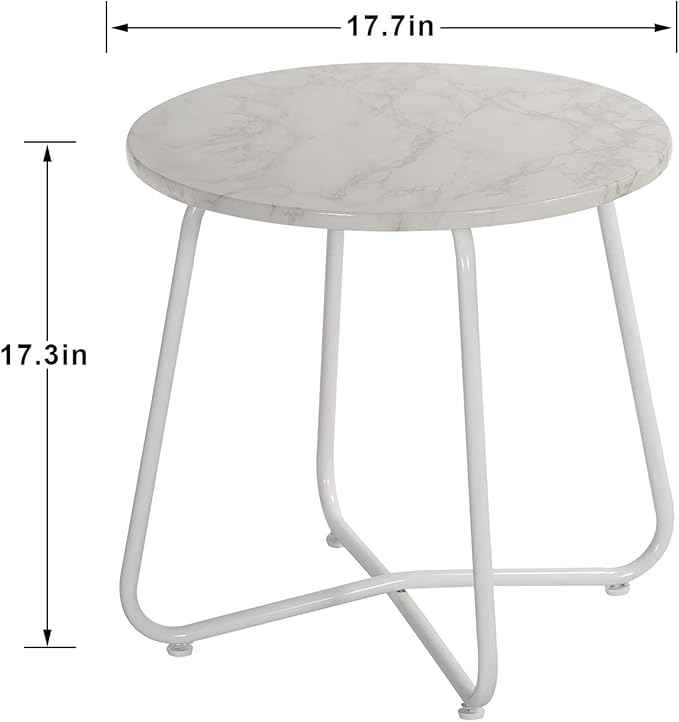 VECELO Patio Outdoor Side Snack Table,Small Round Anti-Rust Metal Style for Garden Balcony,Yard,Living Room