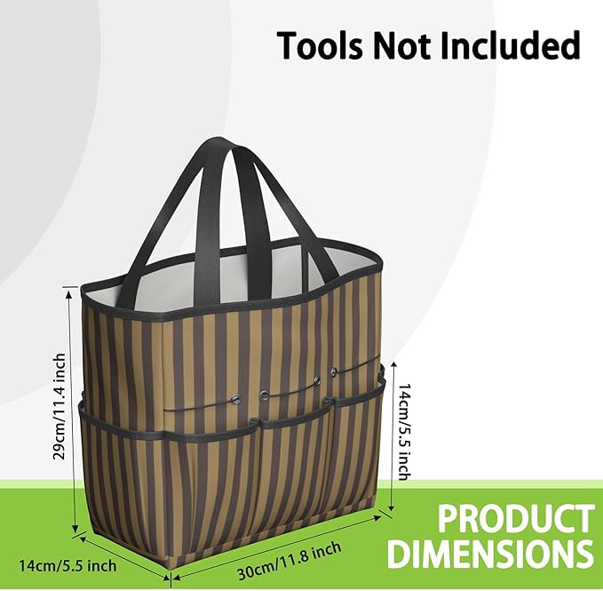 Classic Checkered Garden Tool Bag - Waterproof Garden Tote with 8 Pockets, Large Storage Home Organizer Gardening Tool Oxford Bag for Garden Tools Kits Holder, Gardening Gift for Women & Men