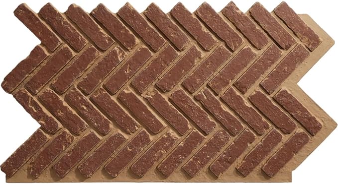 EverStone Herringbone Faux Brick Panel, 46 1/2"W x 25 1/4"H x 1"D, Cabernet