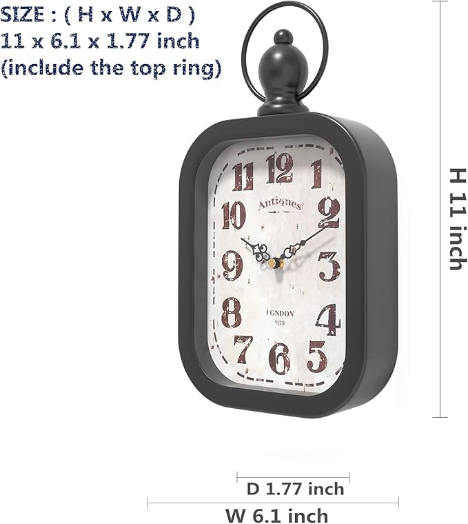 Menterry Small Retro Rectangle Wall Clock