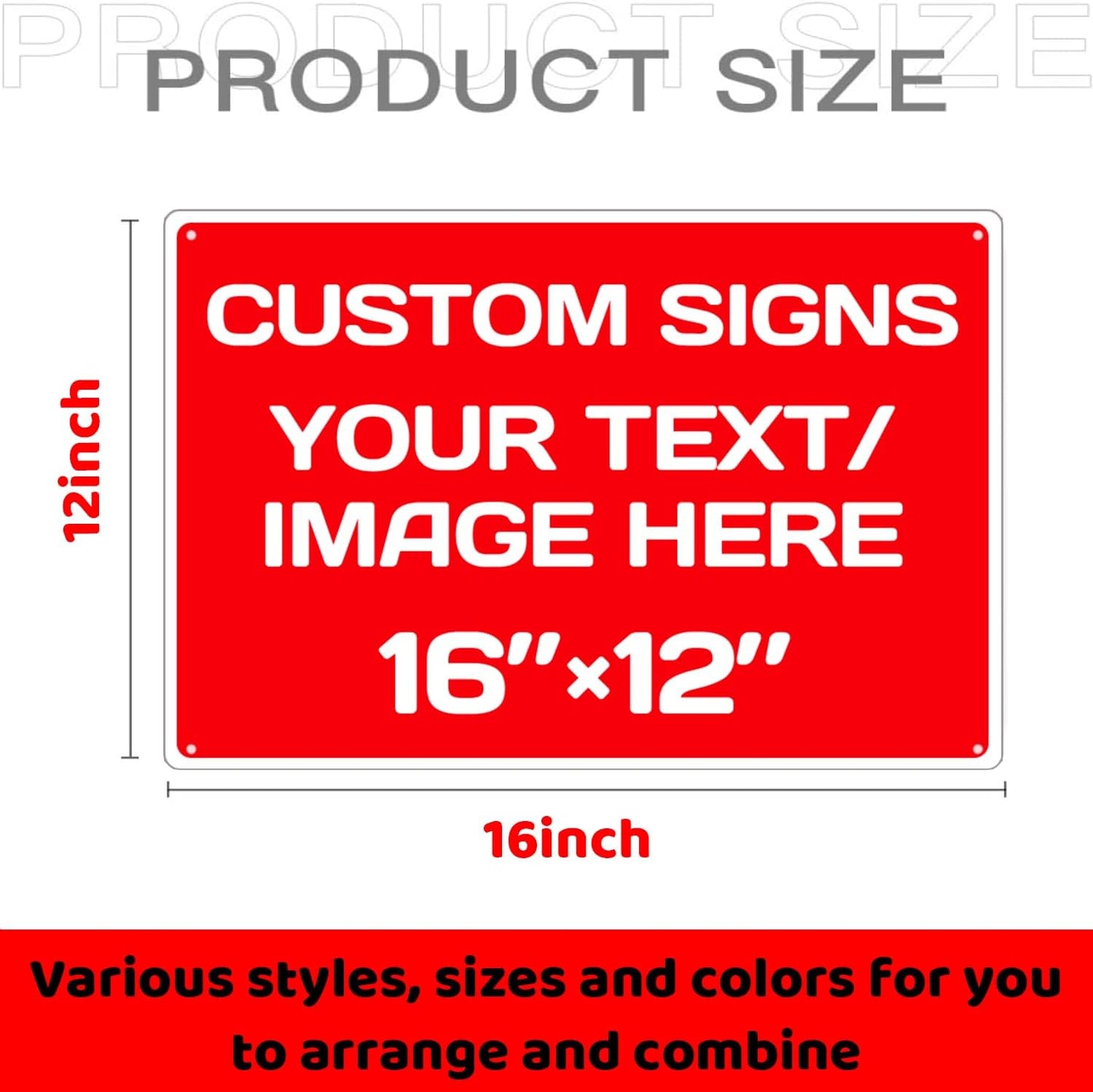 Custom Signs,Aluminum Weatherproof Metal Sign Multiple Sizes Custom Personalized Text And picture Here,hazard sign,garden sign,custom door sign,Customised business signs(16 * 12Inch)