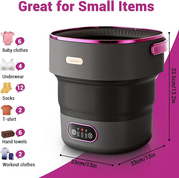 13L, Portable Washing Machine, Mini Washer Foldable Compact Laundry Machine with Basket Spin, Small Underwear Washer for Travel, Apartment, Manual Clothes Washing for Compact Spin Dryer