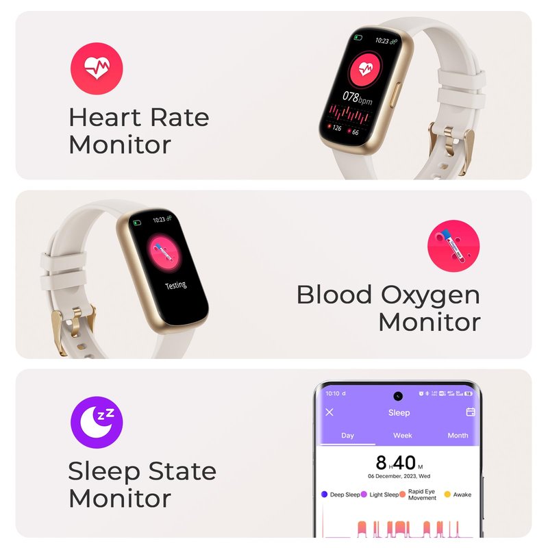 TIFOZEN Fitness Tracker for Women Men, Smart Watch Band with 24/7 Heart Rate Blood Oxygen Sleep Monitor, Calories Step Tracker Pedometer 3ATM Waterproof Activity Tracker (Gold Starlight)