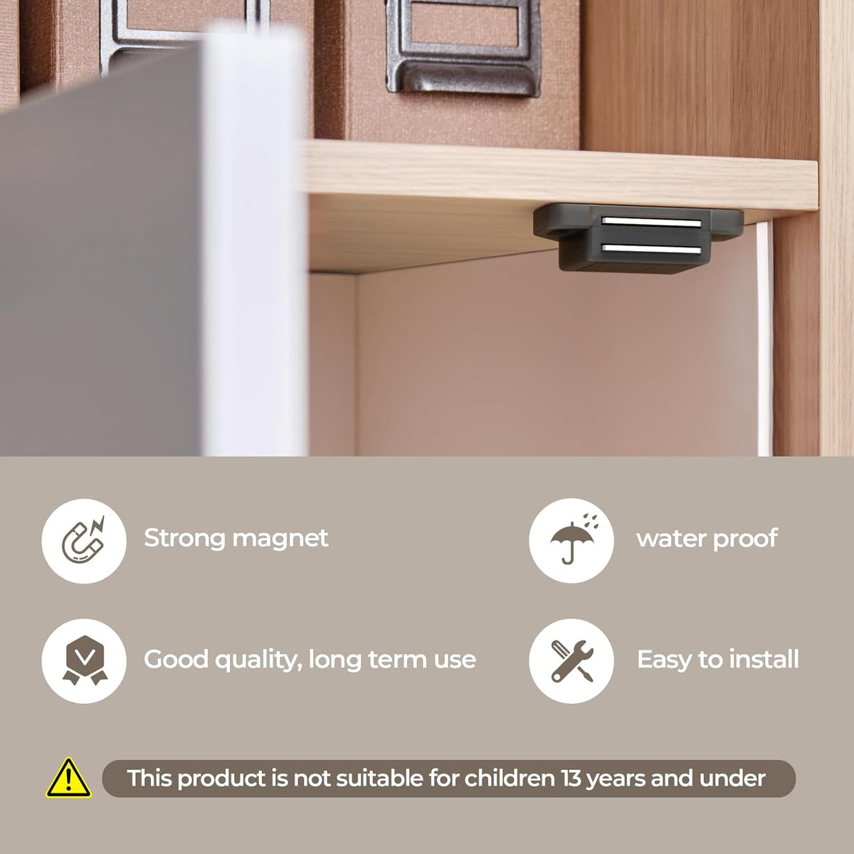 Cabinet Magnetic Catch Door Latch 30LB for Kitchen Drawer Magnets to Stay Closed Magnetic Catch Closet for Drawer（Black 12 Pack）