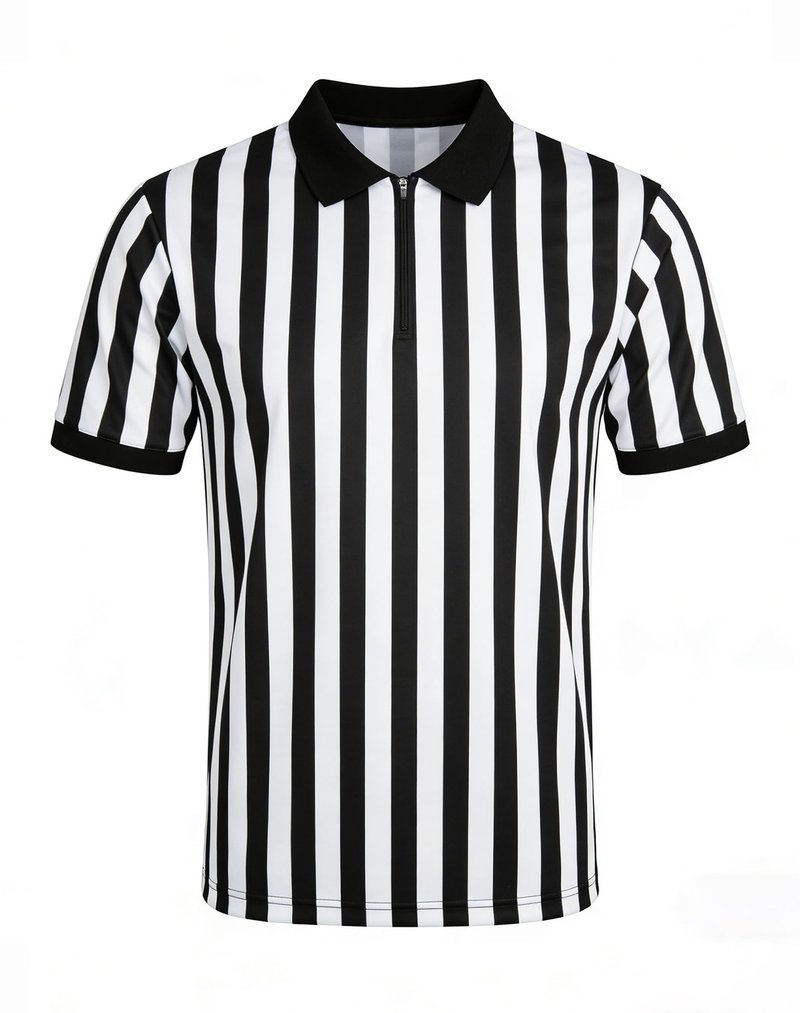 WILLBEFIT Men's Referee Shirt Women Official Football Basketball Zipper Ref Jersey for Halloween Costume Umpire Waitress Uniform XL