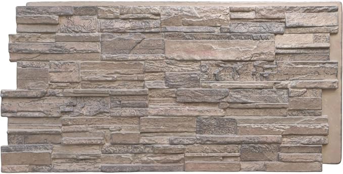 EverStone Cascade Faux Stone Panel, 48 5/8"W x 24 3/4"H x 1 1/4"D, Polermo Color