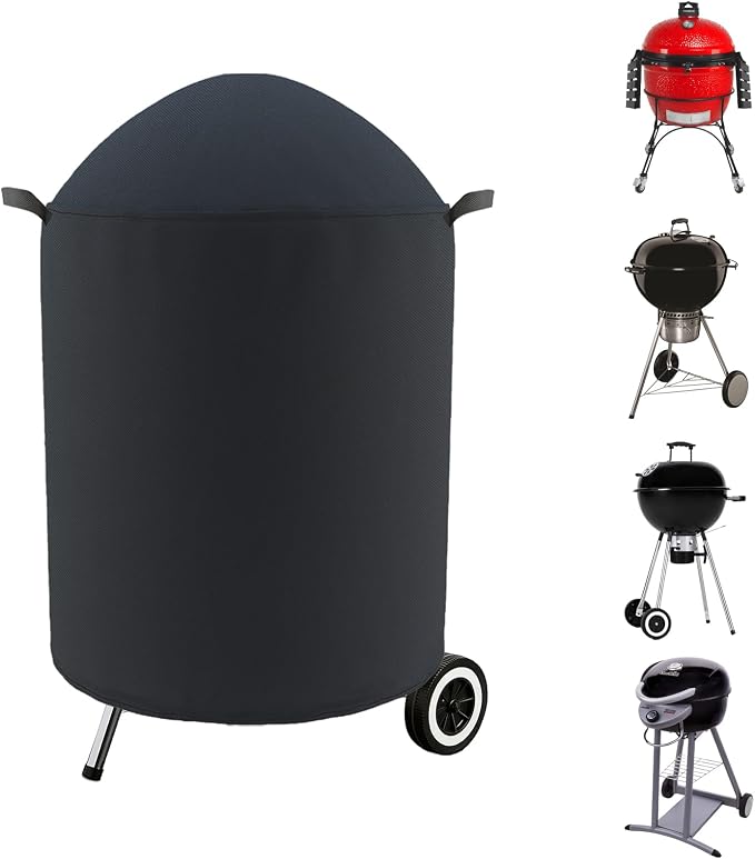Grill Cover Fits Weber Master Touch 22" Charcoal Grill, Char-Broil TRU-Infrared Patio Bistro Gas Grill,Char-Broil Bullet Charcoal Smoker 16"/20",Kamado Joe 18" Ceramic (30" D)