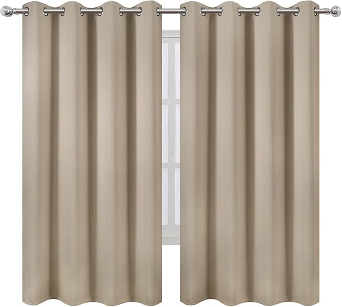 LEMOMO Khaki Blackout Curtains 52 x 63 Inch Length/Set of 2 Curtain